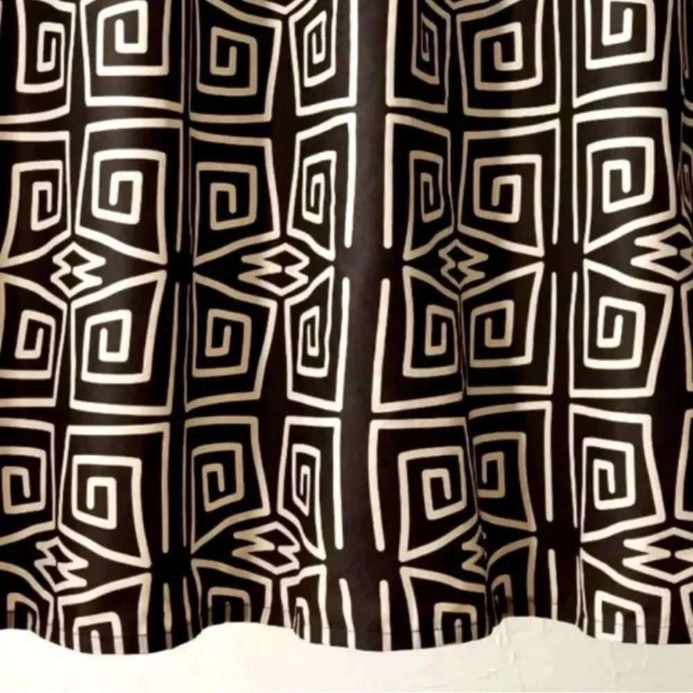 Opalhouse Geometric Black and Cream Shower Curtain with Black Shower Hooks